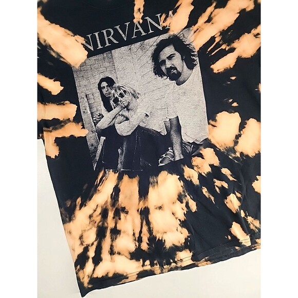 Nirvana Upcycled Reverse Bleach Dye T Shirt Grunge Alt Indie Punk | Size XL - Picture 3 of 7